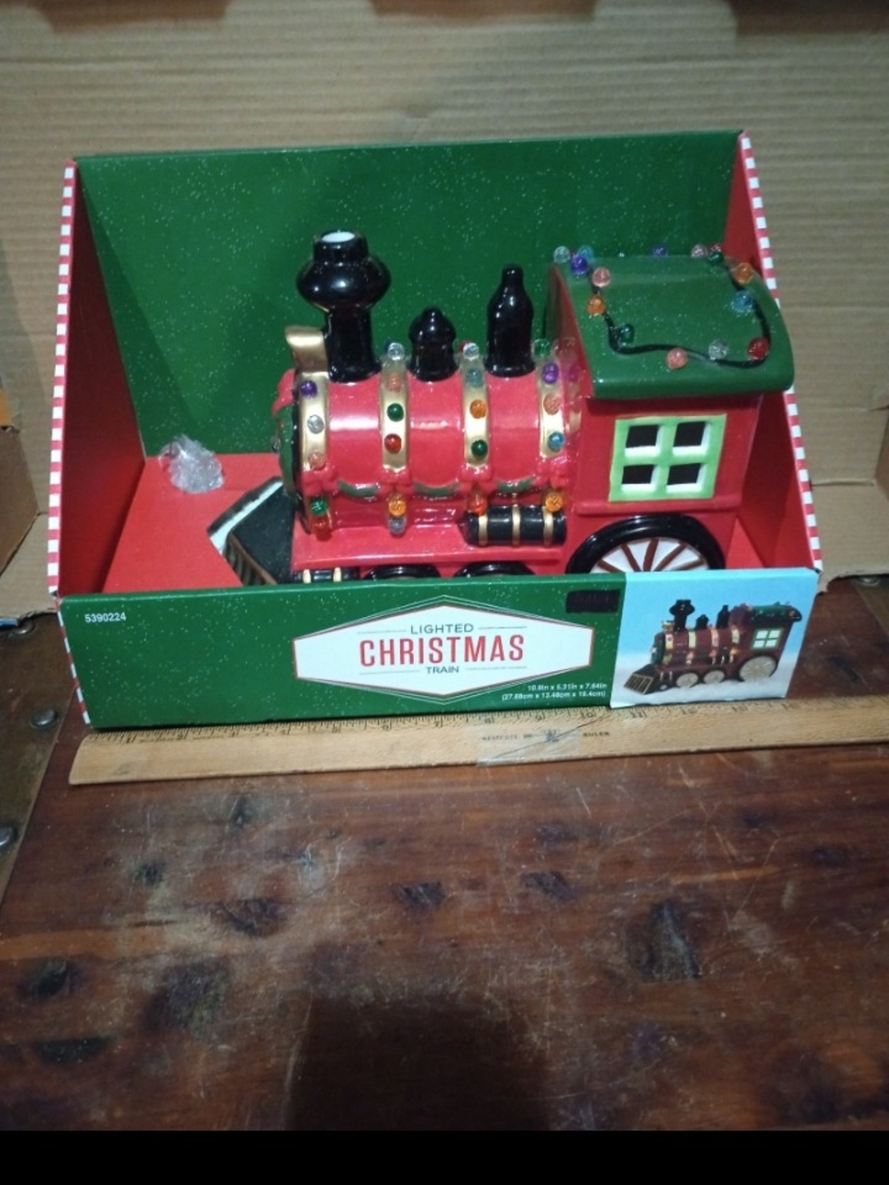 Lighted Christmas Train Toy - Red and Green Holiday Locomotive
